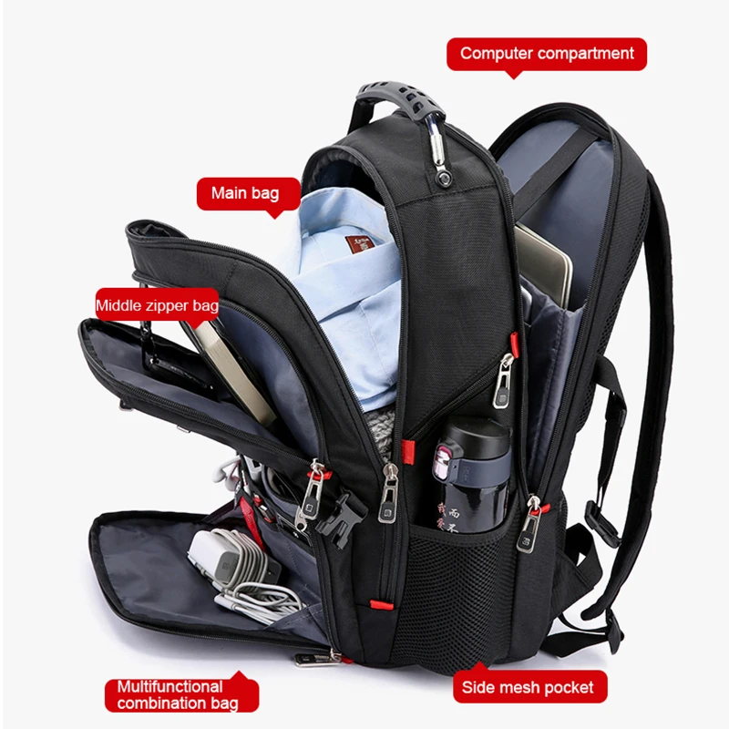 Waterproof Men's Backpack 17/20 Inch Laptop Backpacks School Travel Bag Swiss-style Large Capacity Business bagpack Male Mochila - Image 5