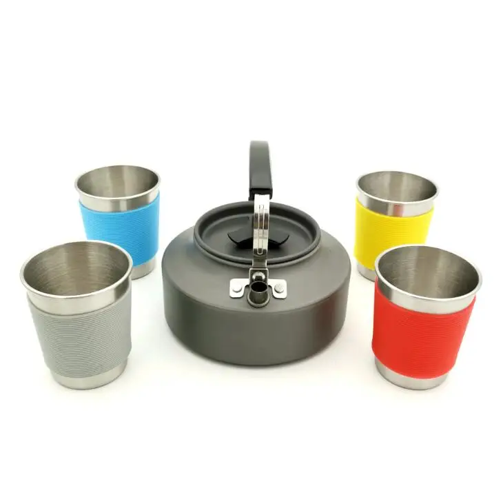 Camping Cookware Mess Kit, Outdoor Cookware Set Large Size Hanging Pot Pan Kettle With Base Cook Set For 4 - Image 5