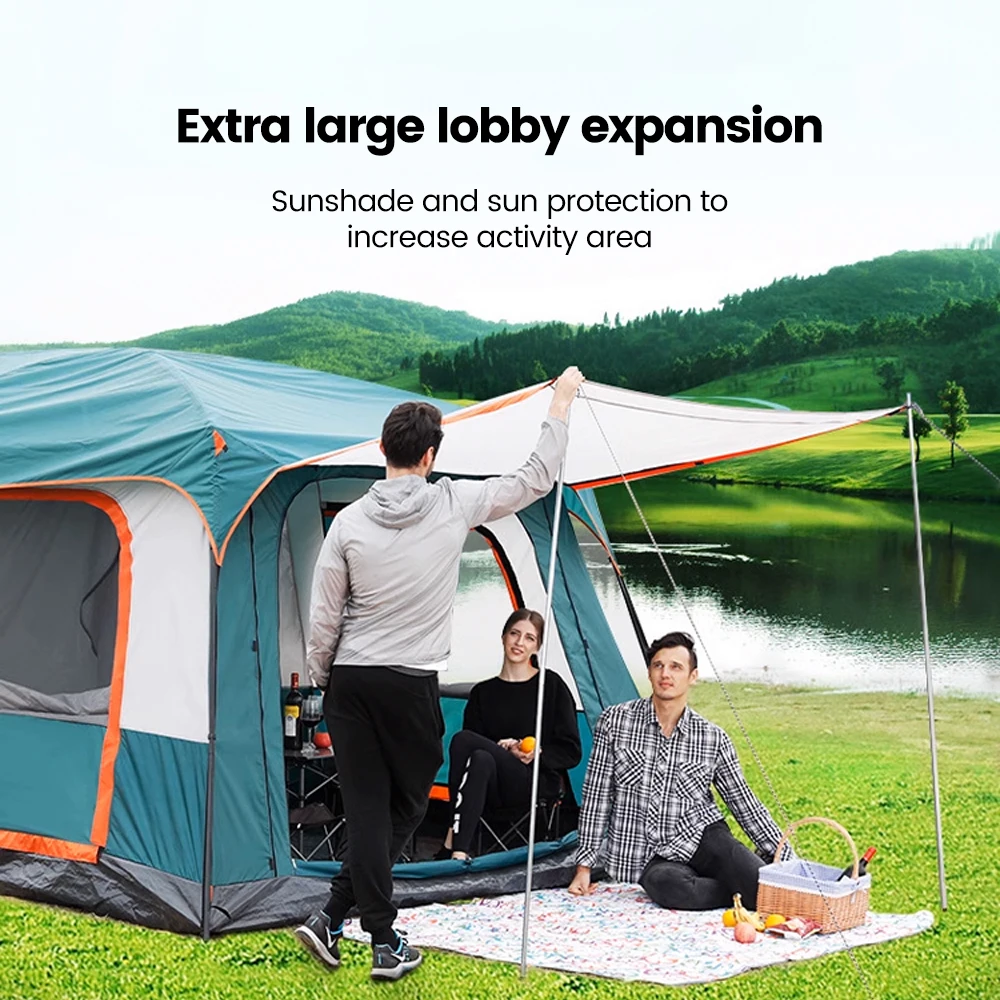 Upgraded 4 Season Camping Tent 3-12 Person Waterproof Windproof Double Layer 2 Room Family Outdoor Backpacking Equipment - Image 6