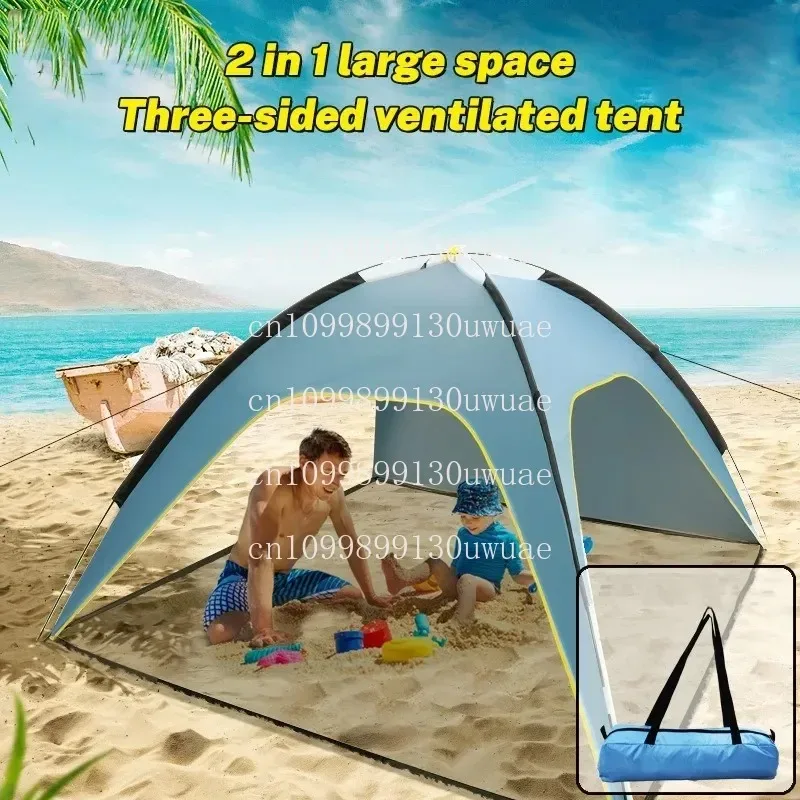 Quick Automatic Opening Beach Tent Sun Shelter Tent Shade Lightwight Pop for Outdoor Camping Three Ventilated and Spacious Tents - Image 3