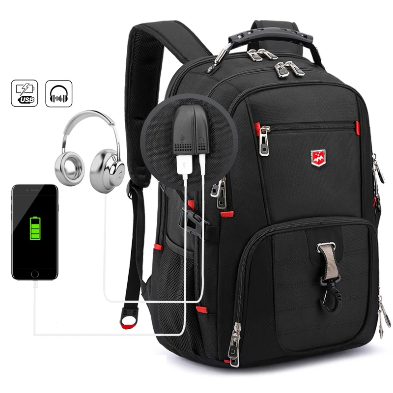 Waterproof Men's Backpack 17/20 Inch Laptop Backpacks School Travel Bag Swiss-style Large Capacity Business bagpack Male Mochila - Image 4