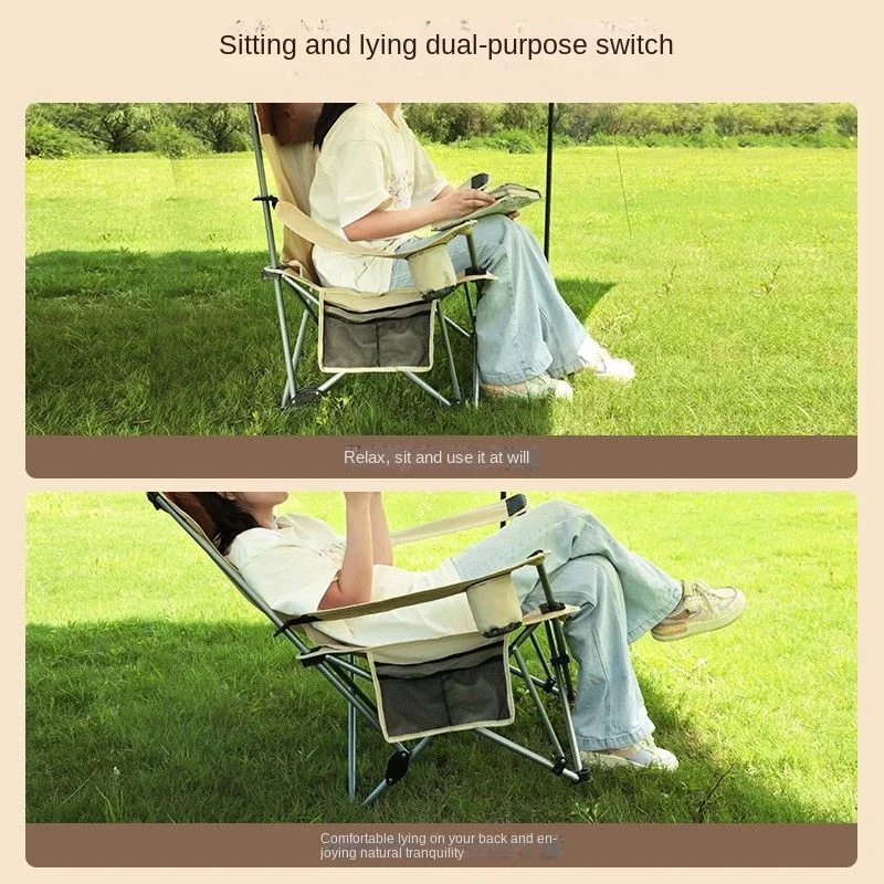 Folding Camping Chair with Footrest Tourist Chair Furniture Relaxing Ergonomic Beach Lounger Lightweight Nature Hike Accessory - Image 2