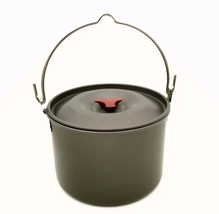 Camping Cookware Mess Kit, Outdoor Cookware Set Large Size Hanging Pot Pan Kettle With Base Cook Set For 4 - Image 3