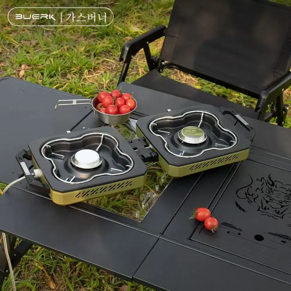 BUERK Camping Stove Double Burner Portable High Firepower Folding Camp Gas Burner Outdoor Bbq Cooking Set Picnic Gas Stove New - Image 2