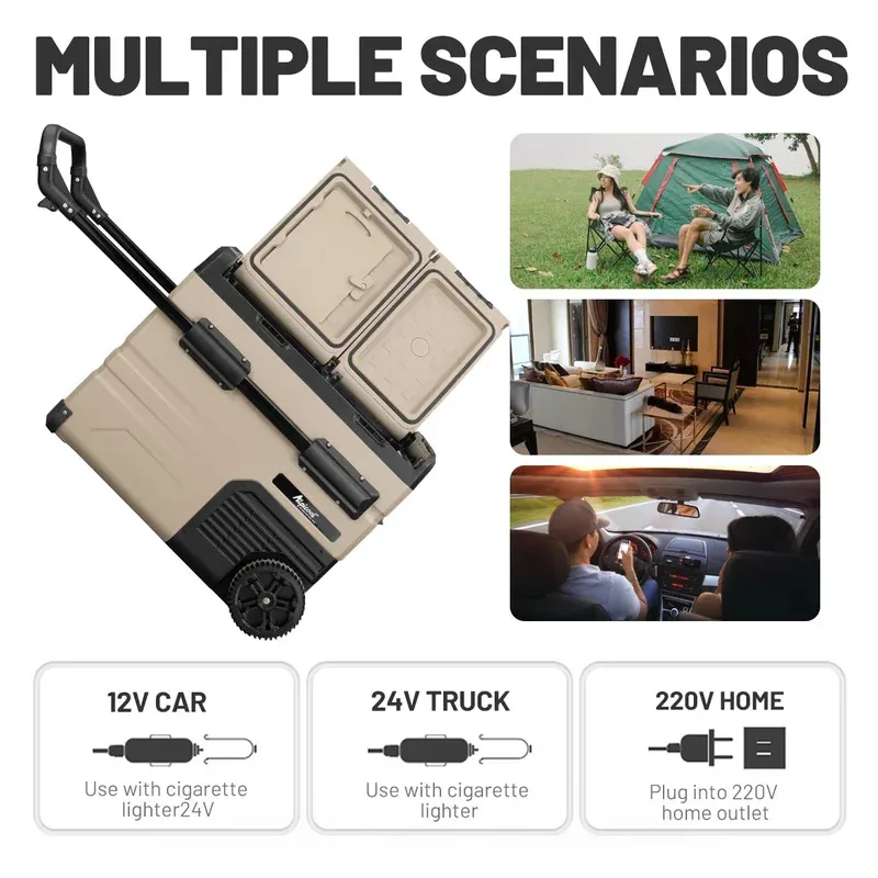 TAW35 Alpicool camping 36.7L Dual Zones Por Car Fridges r Battery Road Trip 24v 12v Refrigerator car home dual use - Image 6