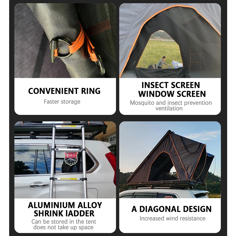 Four-Season Hard Shell Roof Top Tent - Factory Direct Price Waterproof Tent for 2-4 Person Car Camping SUV Pickup - Image 3
