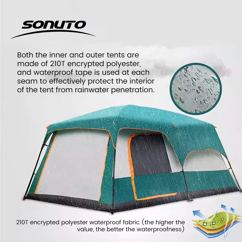 Upgraded 4 Season Camping Tent 3-12 Person Waterproof Windproof Double Layer 2 Room Family Outdoor Backpacking Equipment - Image 5