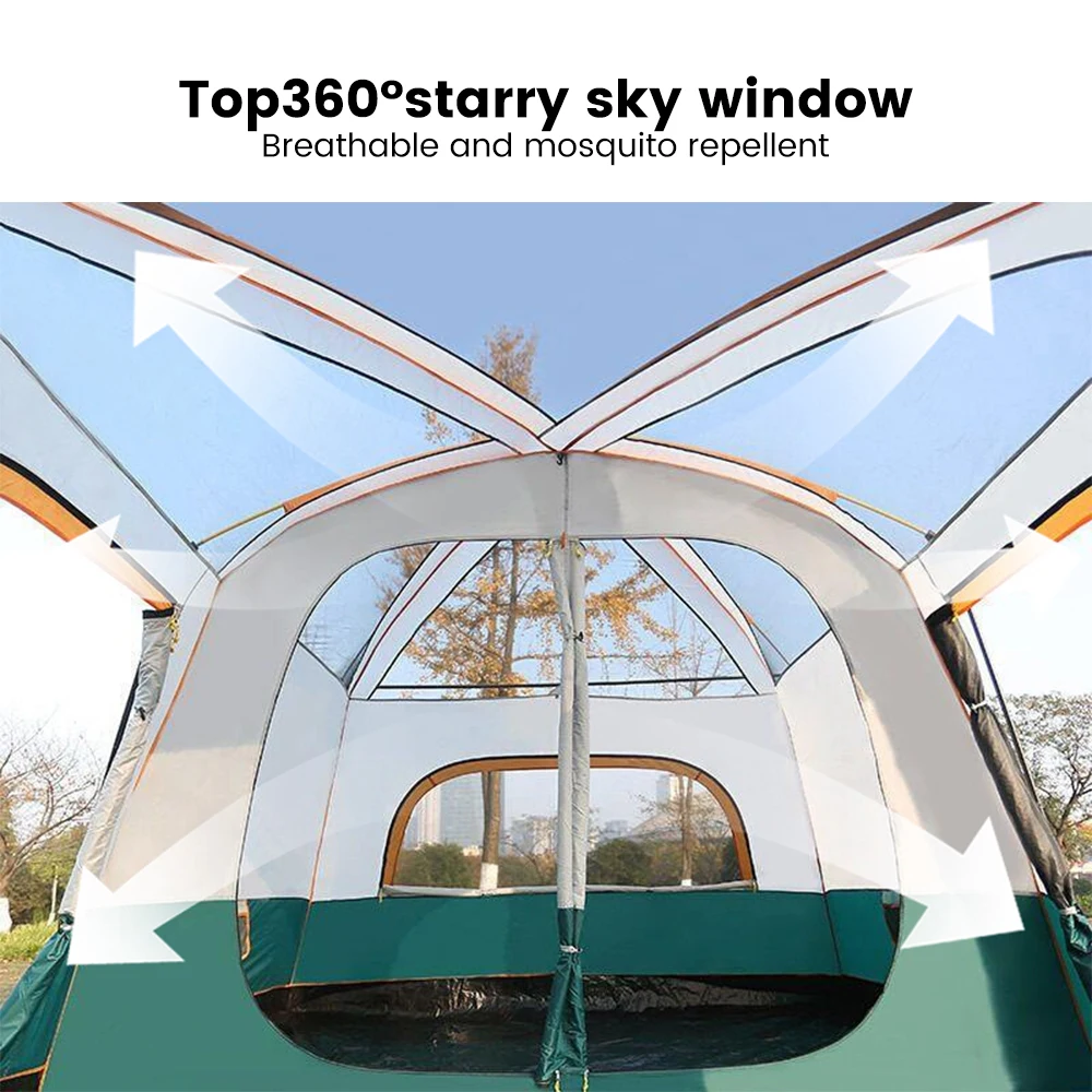 Upgraded 4 Season Camping Tent 3-12 Person Waterproof Windproof Double Layer 2 Room Family Outdoor Backpacking Equipment - Image 4