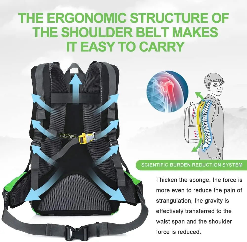 INOXTO lightweight Hiking Backpack 35L/40L Hiking Daypack with Waterproof Rain Cover for Travel Camping Outdoor Men and Women - Image 2