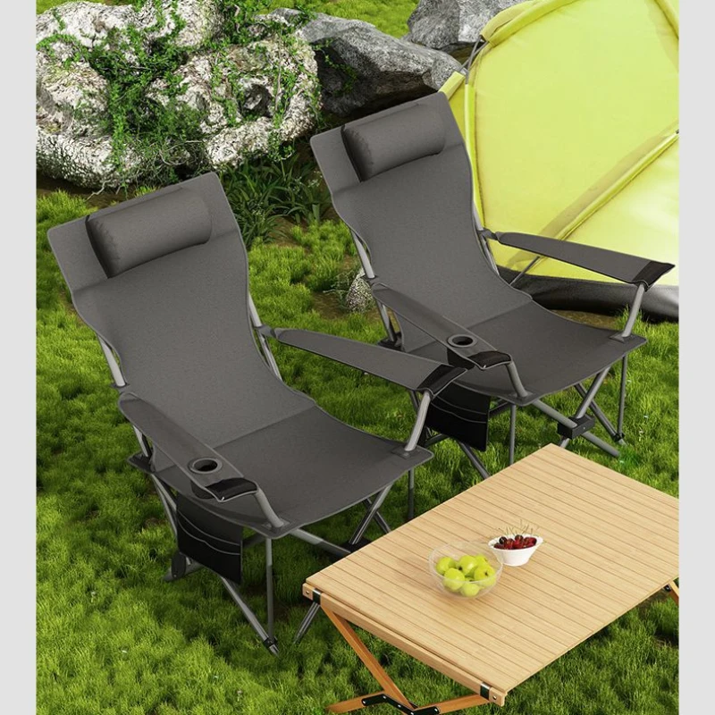 Folding Camping Chair with Footrest Tourist Chair Furniture Relaxing Ergonomic Beach Lounger Lightweight Nature Hike Accessory - Image 6