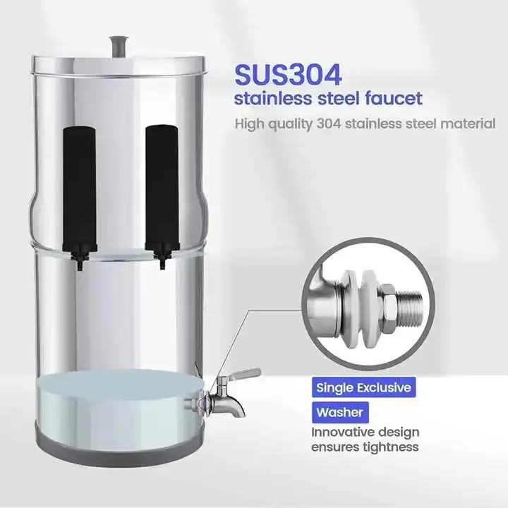 Custom 10L 2.25G Outdoor Camping Drinking Water Purifier Visual Water Level Stainless Steel Gravity Activate Water Filter Bucket - Image 3
