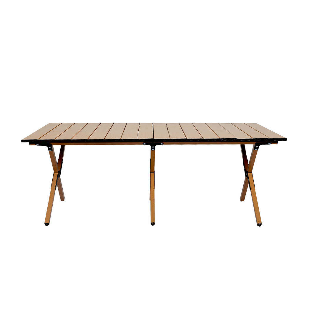 Levede Folding Camping Table Chair Set Oak - Image 2